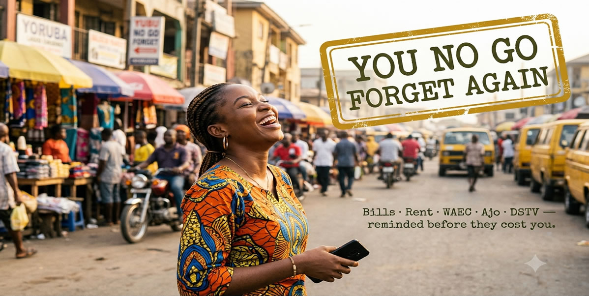 Rimemba reminds you before bills, rent, WAEC, TV Subscriptions, and ajo contributions are due — via Telegram, email, and SMS. Built for Nigeria. 14-day free trial.