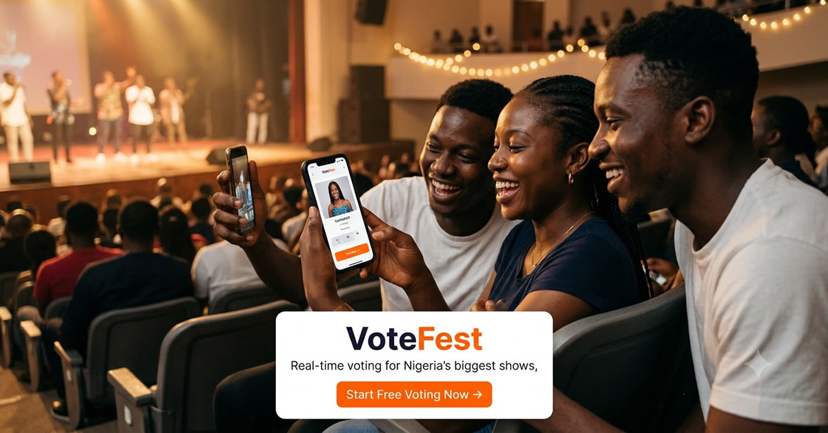 VoteFest is Nigeria's online voting platform for pageants, talent shows, and award ceremonies. Secure payments, real-time vote tallies, easy setup for any event.