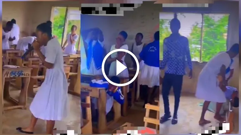 Viral video of students falling under anointing during classroom prayer session sparks reactions online